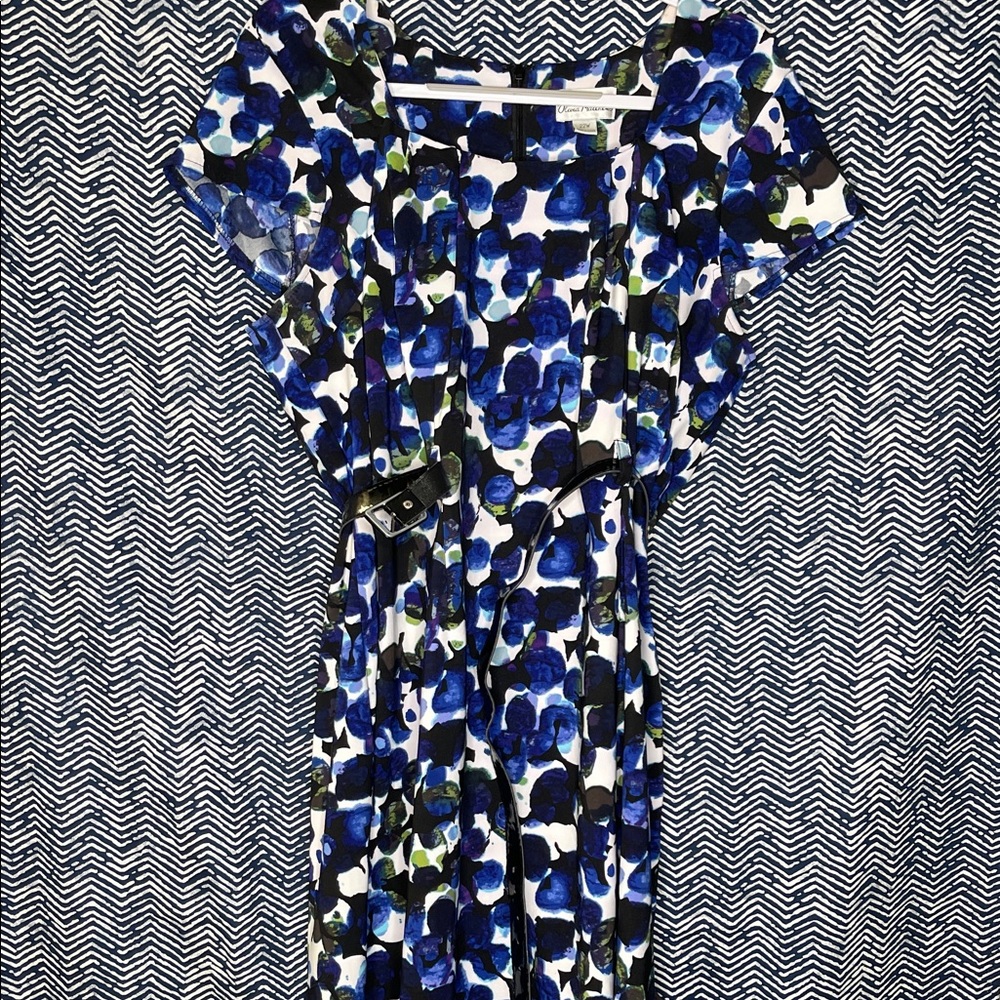Olivia Matthews Blue and Black Abstract Maxi Dress